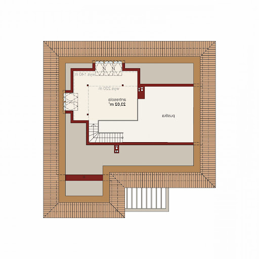 Domena 140 B - Rzut strychu - antresola - do adaptacji