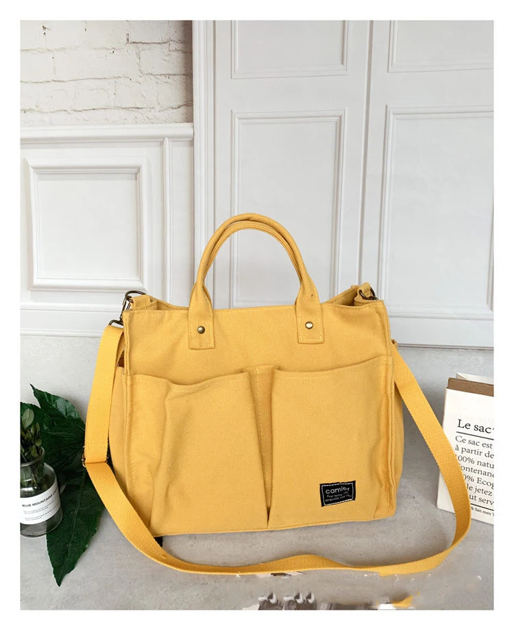 Bolsa Tote de Lona Casual para Estudantes, Confortável e Prática para o Dia a Dia, Ideal para Livros e Material