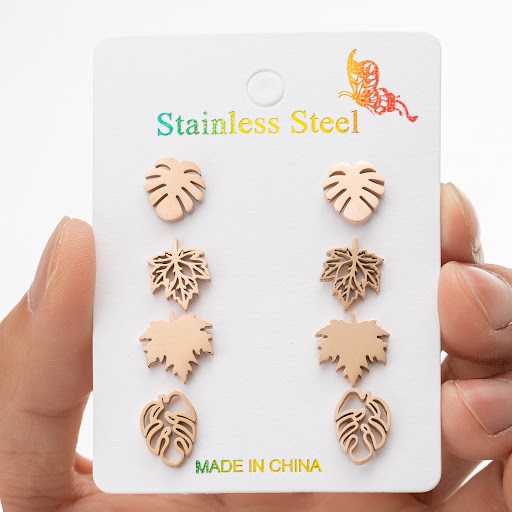 Title 9, Gold Plated Stainless Steel Maple Leaf & Palm L...