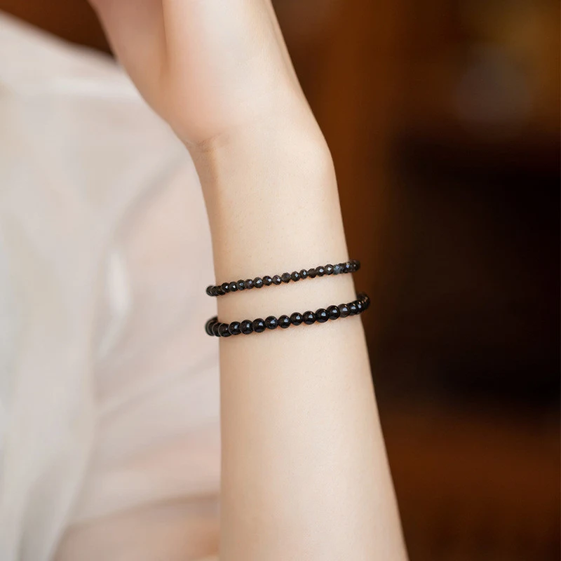 Title 3, Bracelet de perles dobsidienne ultrafines 3mm ...
