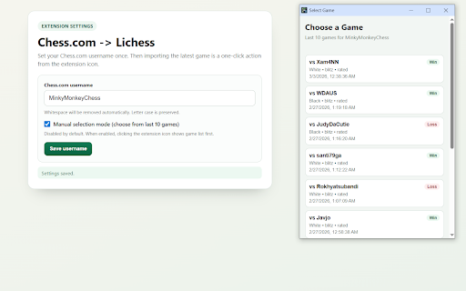 Chess.com -> Lichess One-Click Import screenshot 3