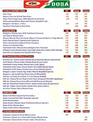 K2K Dosa menu 1