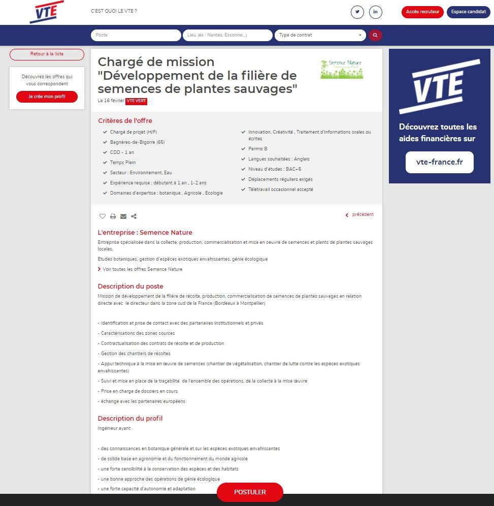 Offre emploi VTE vert