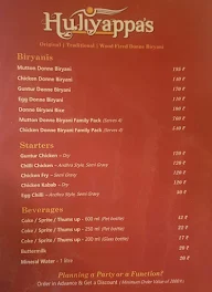 Huliyappa's Donne Biryani menu 2