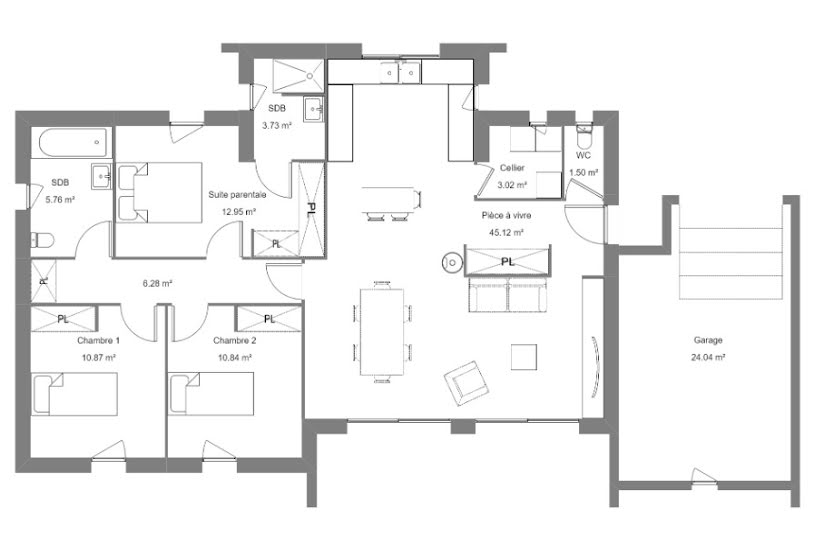  Vente Terrain + Maison - Terrain : 2 815m² - Maison : 100m² à Lannemezan (65300) 