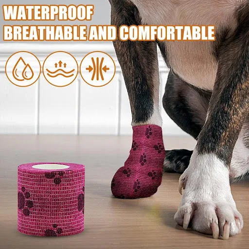 Self Adhesive Bandage Wrap Breathable Dog Bandage Shoes Vet Pet Wrap Dog Cohesive Bandage Multifunctional Pet Wound Care