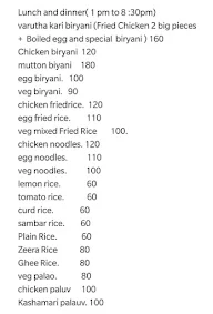 Saroja Mess menu 4