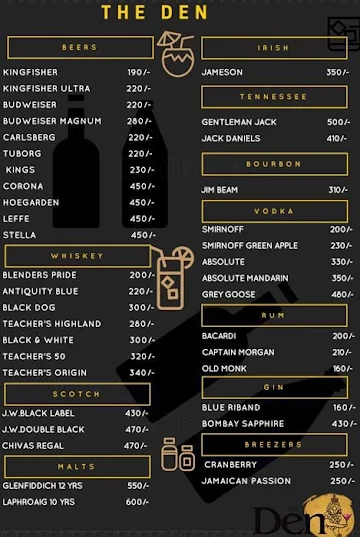 The Den menu 