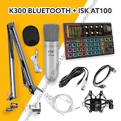 Mic Thu Âm Micro Livestream Trọn Bộ Soundcard K300 & Mic Isk At100 Bh 1 Năm Thu Âm Điện Thoại Chuyên Nghiệp