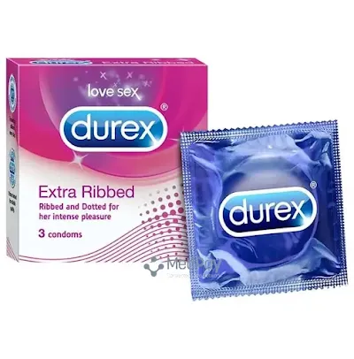 Durex Extra Ribbed Condoms - 3 pcs