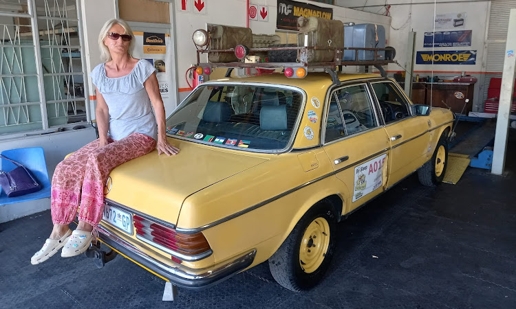 Tanya Ritchie, pictured, and Helen Hahn will undertake the 5,000km trip in this 1981 Mercedes-Benz 240D.