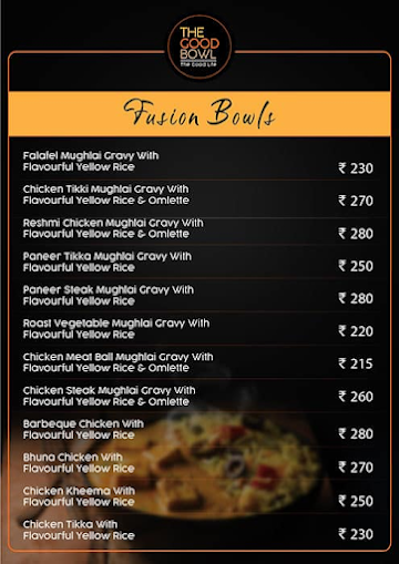 The Good Bowl menu 