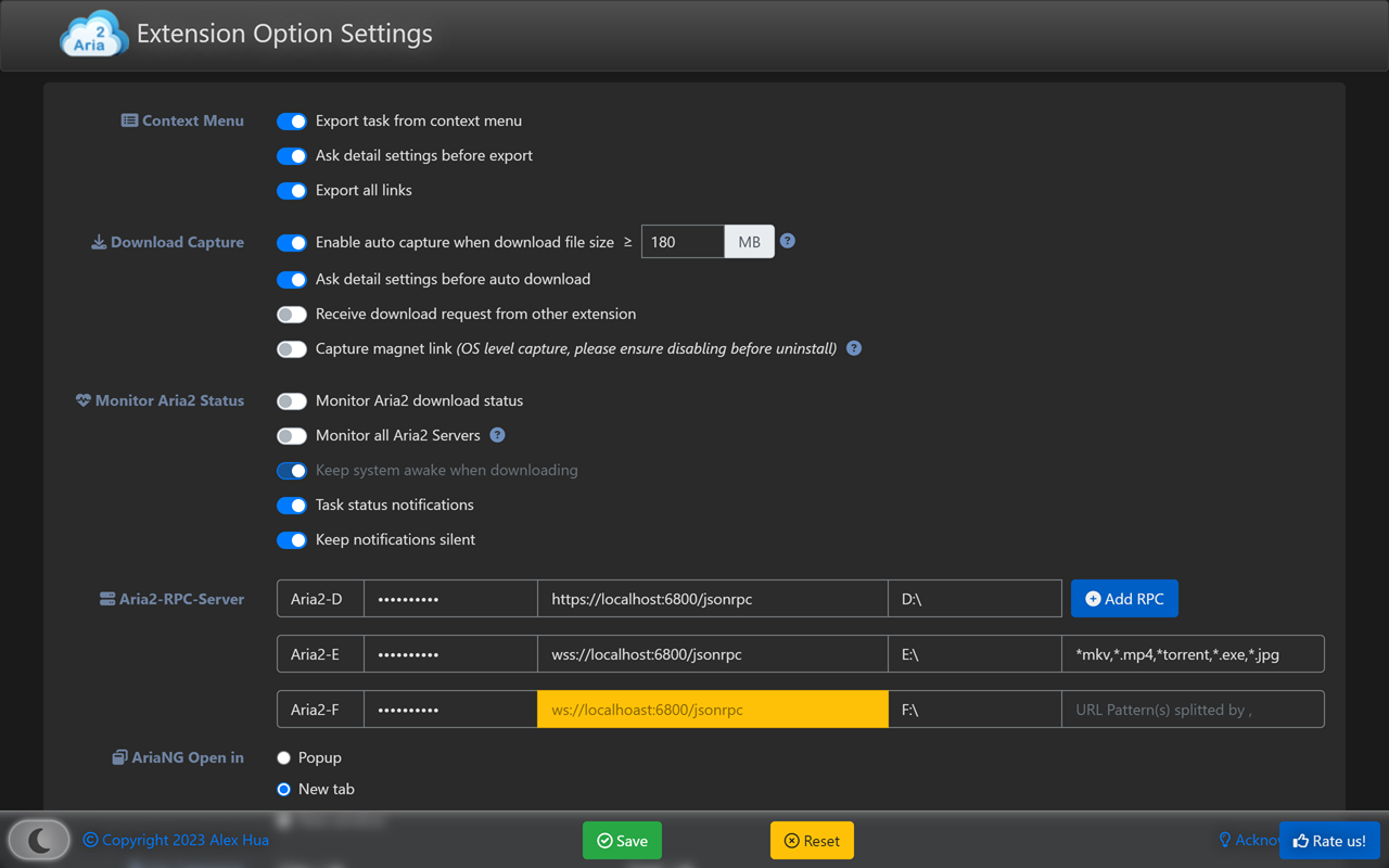 Aria2 Explorer Chrome Extension Image 6