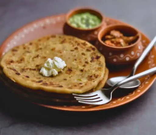 2 Loaded Aloo Paratha With Butter Topping