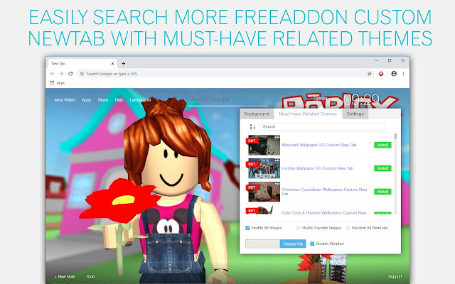 Roblox Wallpapers Hd New Tab By Freeaddon Com - roblox avatar shop background