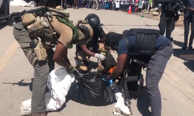 A screenshot of a video showing Special Forces detectives in action during the operation at Likoni-Ferry Crossing Channel, Mombasa on August 23, 2021.