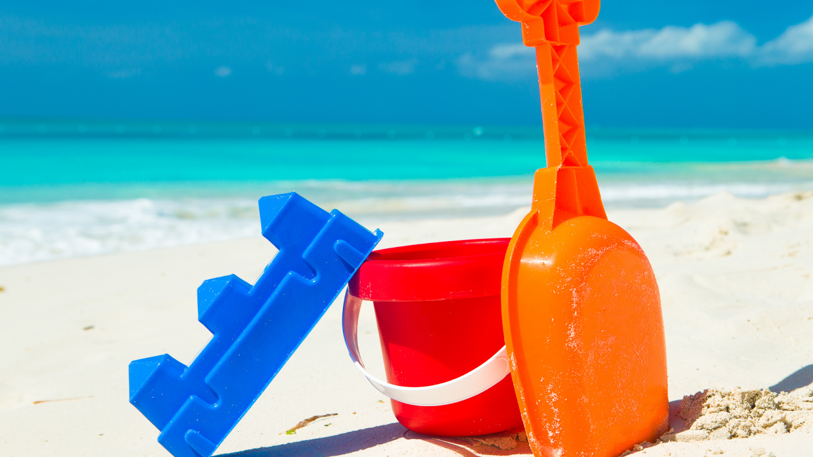 sand toys on a beach