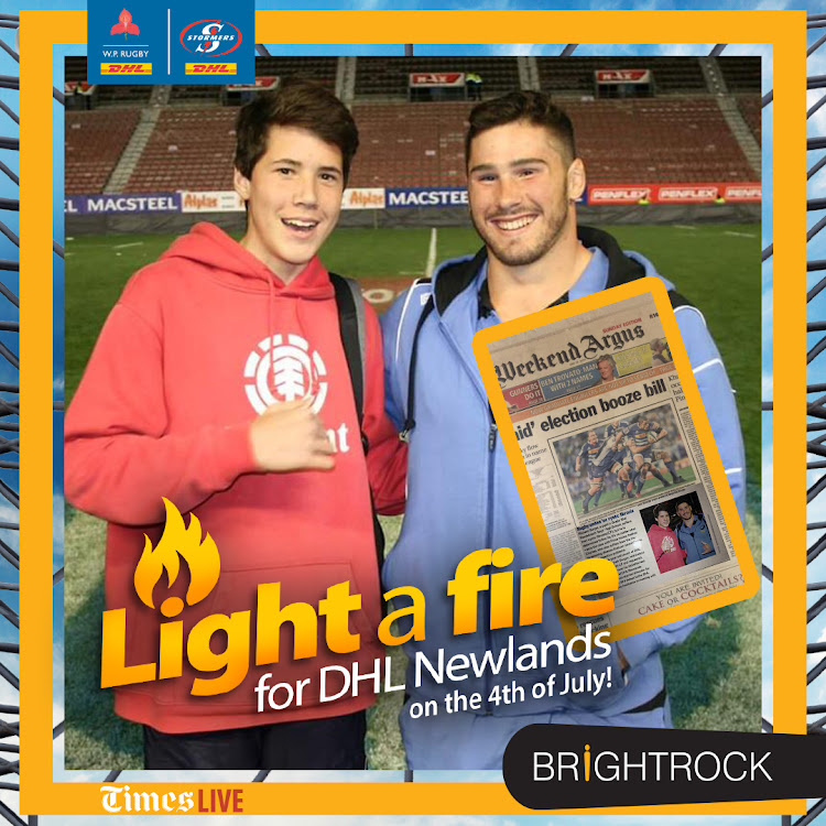 Richard Burger with Nathan Charles of the Western Force at Newlands.