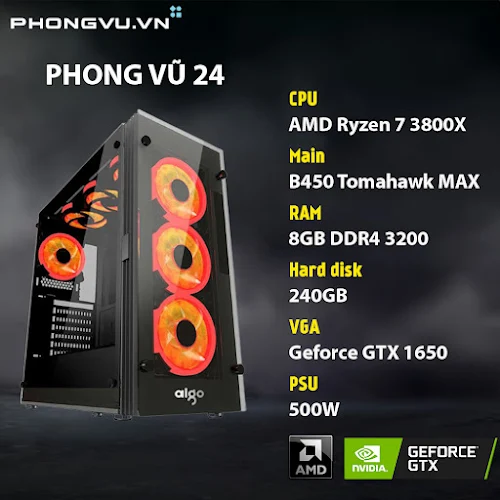 PC Phong Vũ 24 (R7 3800X/8GB/240GB SSD/GTX 1650/Free DOS) - Hàng trưng bày