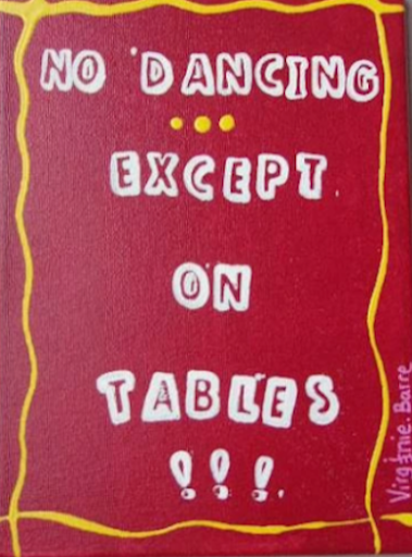 No dancing on tables, mini tableau acrylique artiste peintre virginie barre pop art naif vivifiant et contemporain decoration murale enfants ado ludique
