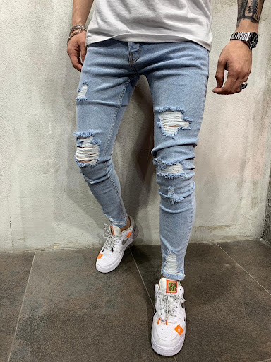 Title 2, Mens Slim Fit Skinny Ripped Jeans, European an...
