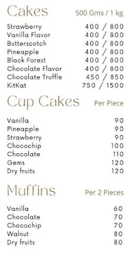 Siyona's Cakes N Bakes menu 1