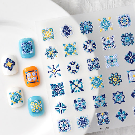 Title 8, 5D Three-dimensional Painted Ethnic Style Nail ...