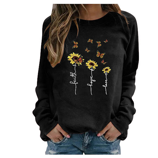 Title 2, Womens long sleeve printed round neck sweater
