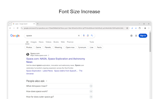 Font Size Increase for Google Chrome Preview 3