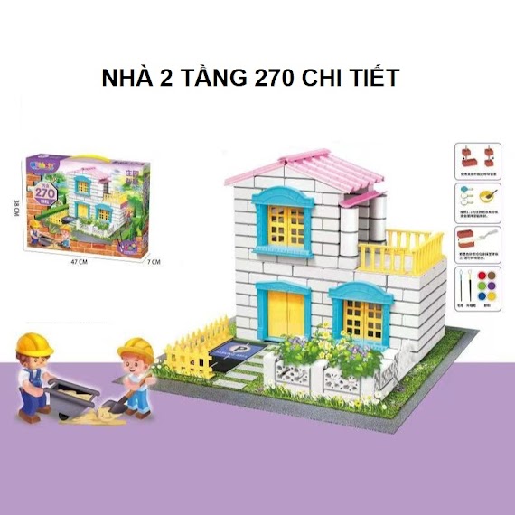 Đồ Chơi Lắp Ráp Xây Nhà Gạch Mini Mô Phỏng Như Thật Cho Bé Trai Gái Thử Làm Thợ Xây Tí Hon, Quà Tặng Sinh Nhật Cho Bé