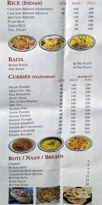 Zaika menu 