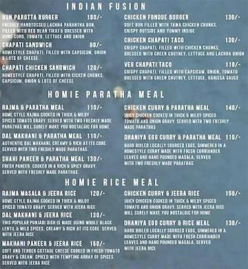 Homie Foodie menu 