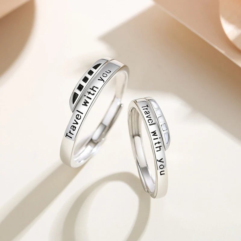 Title 3, S925 Sterling Silber Reise Plattform Paar Ring....