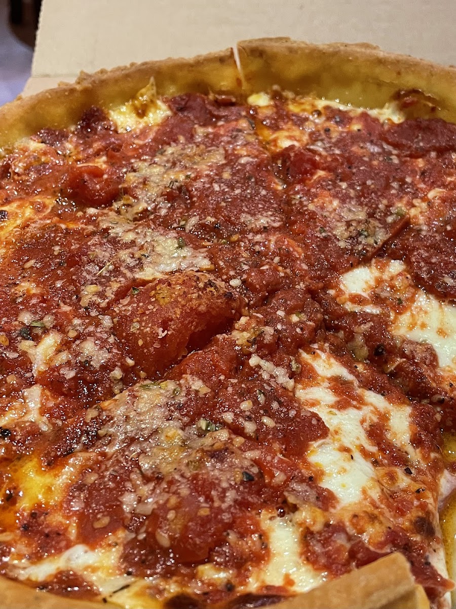 The smallest deep dish pepperoni pizza.  $20.