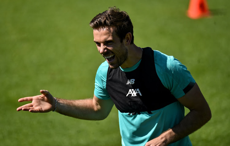 Liverpool captain Jordan Henderson during a training session at Melwood Training Ground on May 25, 2020 in Liverpool, England.