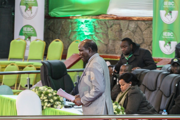 IEBC Chairman Wafula Chebukati at Bomas of Kenya IEBC tallying center on August 12 2022.