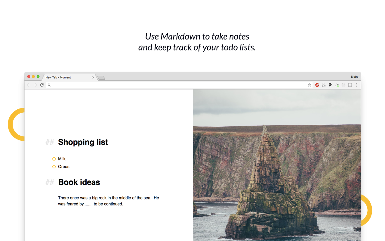 Moment - New Tab Markdown notes & task list Preview image 4