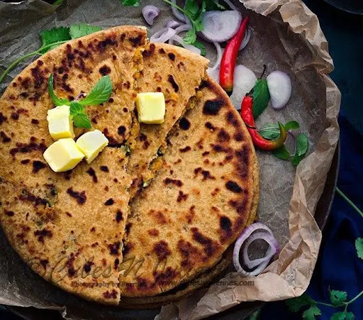 10" Moneybag Parantha + Achar, White Butter, Chutney & Dahin