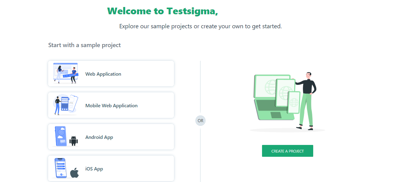 testsigma onboarding dashboard