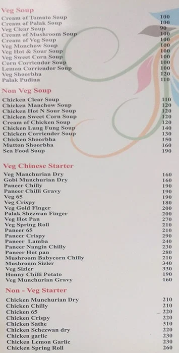 Royal Palm menu 