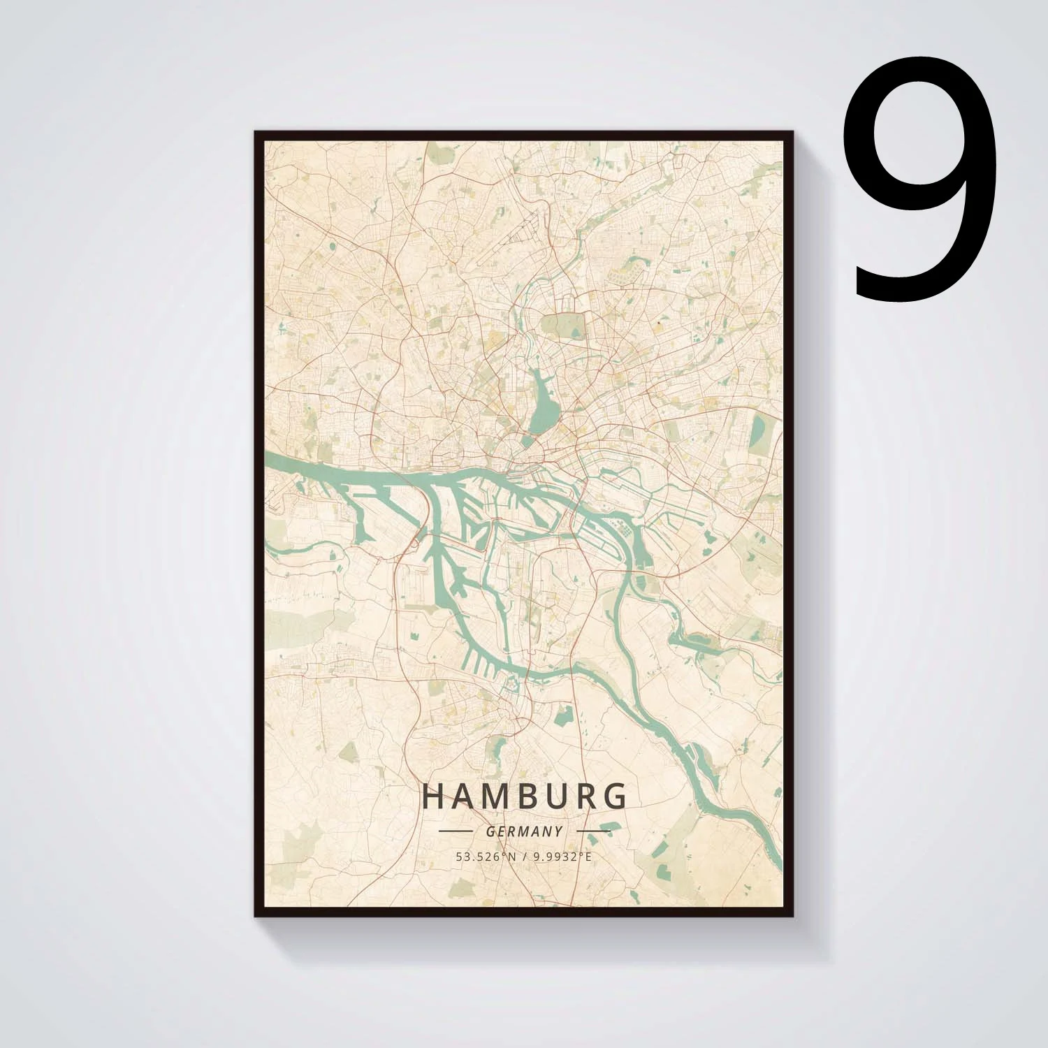 Title 8, Duitse Stads Metro Canvas Schilderij Poster. Ve...