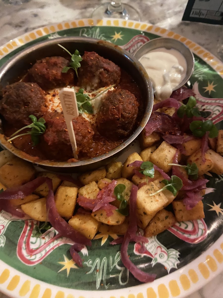 GF nduja and burrata meatballs