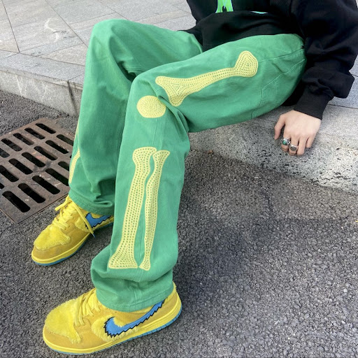 Title 4, Mens Street Green Embroidery Loose Wash Denim ...