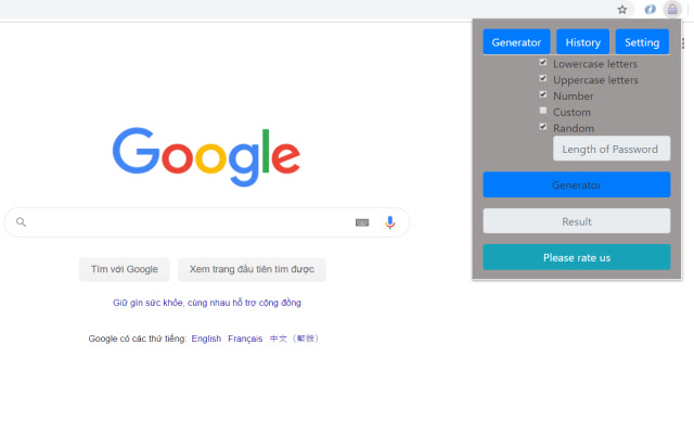 Password Generator chrome extension