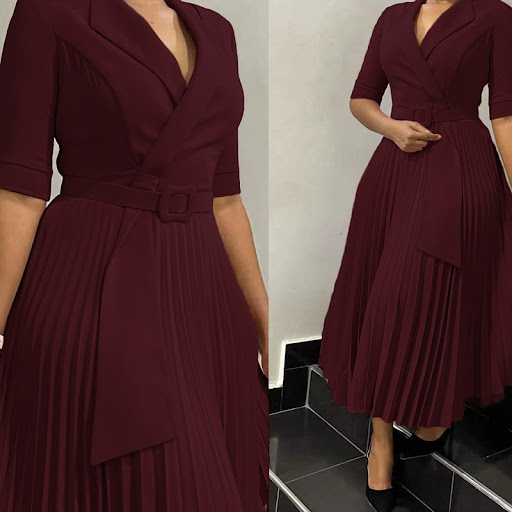Title 6, OL Fashion Tailored Collar Pleated and Waisted ...