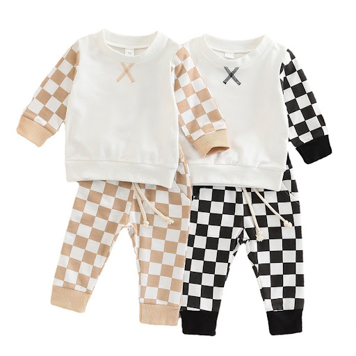 Title 8, Childrens Casual Sweater Suit Checkerboard Lon...