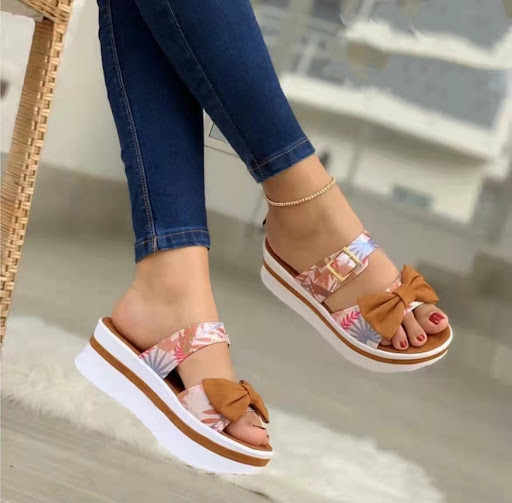 Title 5, Colorful Bow Round Toe Platform Leather Ladies ...