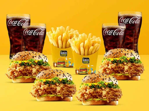 4 Peri Peri Zinger Burger & 2 Fries And 4 Pepsi [250 Ml]