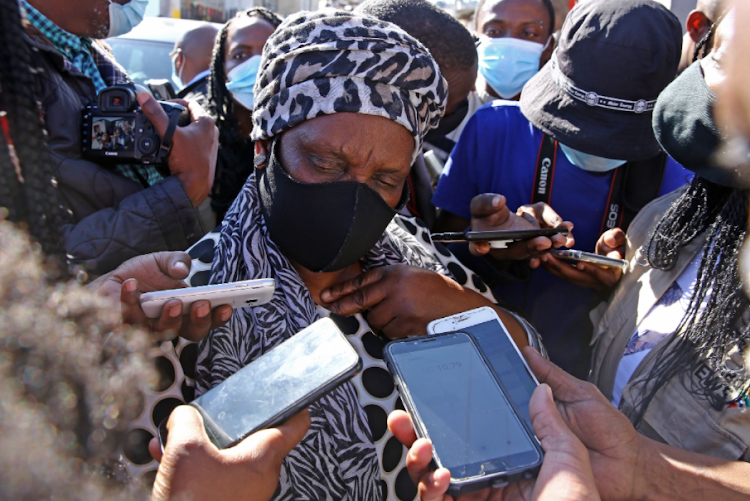 Fundiswa Sefa, aunt of the late Qhayiye Mgaye, addressing the media outside the family home in Alexandra. She said the family is distraught.