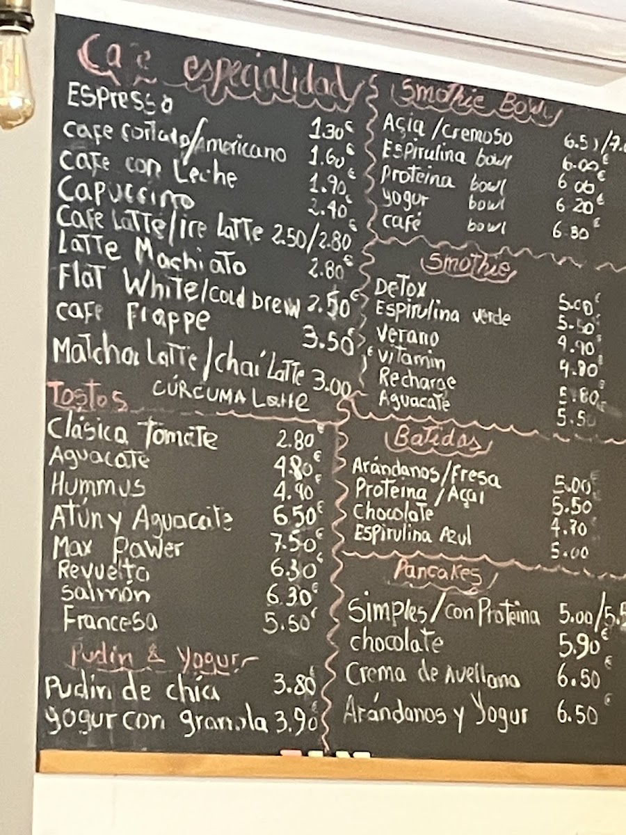 Menu on display